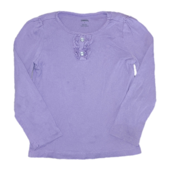GYMBOREE Light Purple Long Sleeve Tee With Ruffle Detail On Front - Picture 1 of 5